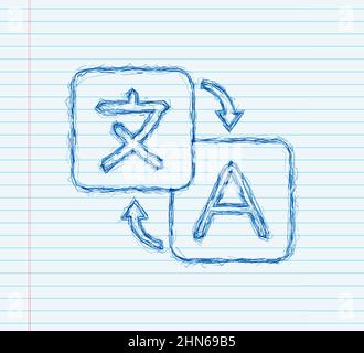 Online translator concept. Translator icon. sketch style. Vector illustration Stock Vector