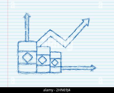 Increasing Price of Oil on white background. sketch style. Vector stock illustration Stock Vector