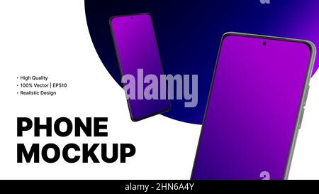 Editable Smartphone Mockup for Device, App, UI Advertisement. Vector illustration Stock Vector