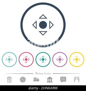 Scrolling tool alternate flat color icons in round outlines. 6 bonus icons included. Stock Vector