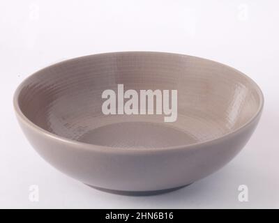 brown empty bowl. ceramic bowl isolated white backcgund Stock Photo