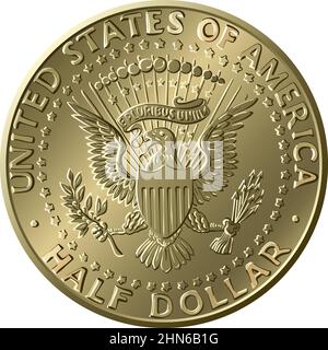United States coin Half dollar with Presidential Seal on reverse Stock Vector