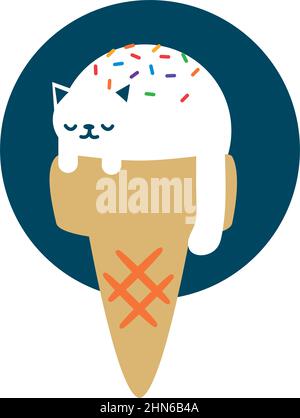 drawing vector illustration with cute cartoon cat ice cream vector illustration mimi Stock Vector