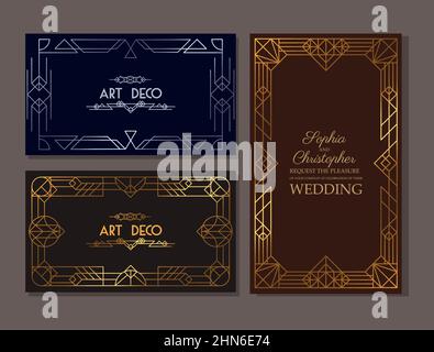 three art deco frames Stock Vector