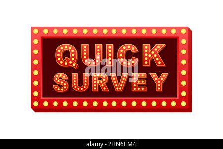 Retro light text quick survey. Retro light bulb. Vector stock illustration Stock Vector