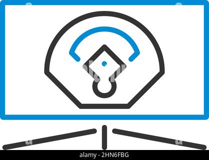 Baseball Tv Translation Icon. Editable Bold Outline With Color Fill Design. Vector Illustration. Stock Vector