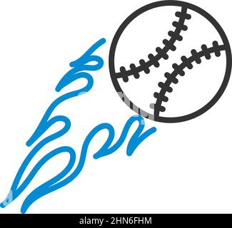 Baseball Fire Ball Icon. Editable Bold Outline With Color Fill Design. Vector Illustration. Stock Vector