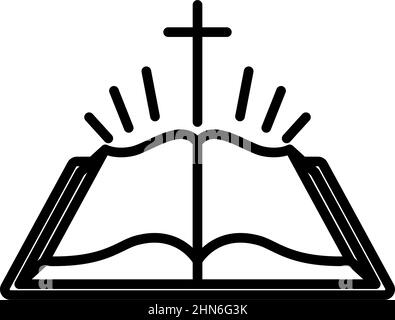 Holly Bible Icon. Bold outline design with editable stroke width. Vector Illustration. Stock Vector