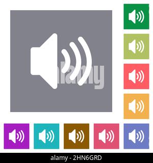Volume solid flat icons on simple color square backgrounds Stock Vector