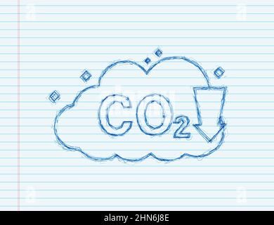 CO2 logo in sketch style isolated on empty background. Flat icon on white backdrop. Vector logo illustration Stock Vector