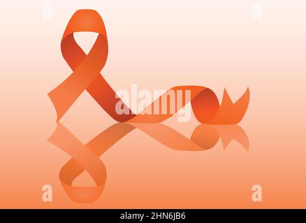Orange Ribbon Vector Illustration For Support And Awareness Campaigns Stock Vector