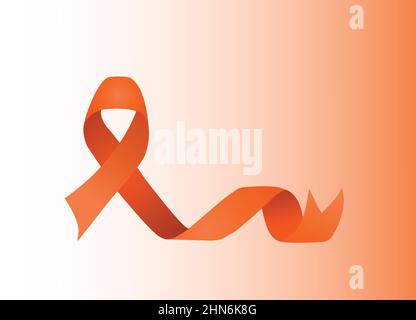 Orange Ribbon Vector Illustration For Support And Awareness Campaigns Stock Vector