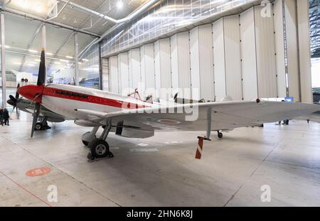 Spitfire Mk XIVe, - a spitifre plane from 1944, RN201, on show at IWM Duxford Imperial War Museum,Duxford Cambridgeshire UK Stock Photo