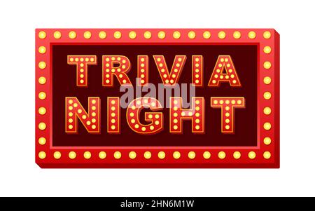 Retro light text trivia night. Retro light bulb. Vector stock illustration Stock Vector