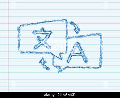 Online translator concept. Translator icon. sketch icon. Vector illustration Stock Vector