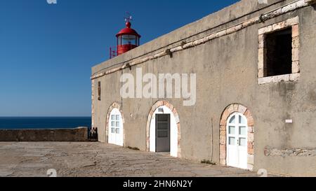 Farol da Nazaré * Forte de São Miguel Arcanjo Stock Photo