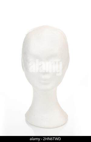 Mannequin head isolated on white background, front headshot Stock Photo