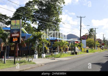 Bambooze Bar-B-Que Joint, Reduit Beach Avenue, Rodney Bay Village, Gros Islet, Saint Lucia, Windward Islands, Lesser Antilles, West Indies, Caribbean Stock Photo