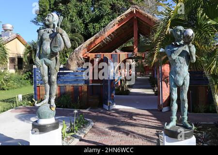 Bambooze Bar-B-Que Joint, Reduit Beach Avenue, Rodney Bay Village, Gros Islet, Saint Lucia, Windward Islands, Lesser Antilles, West Indies, Caribbean Stock Photo