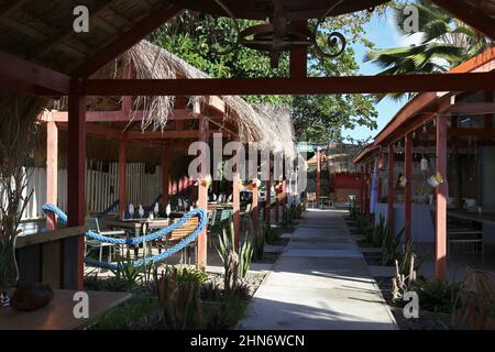 Bambooze Bar-B-Que Joint, Reduit Beach Avenue, Rodney Bay Village, Gros Islet, Saint Lucia, Windward Islands, Lesser Antilles, West Indies, Caribbean Stock Photo