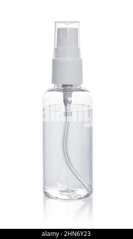 Plastic transparent spray bottle  isolated on white background Stock Photo