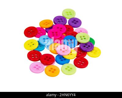 Multicolored bright cloth buttons isolated on the white background Stock Photo