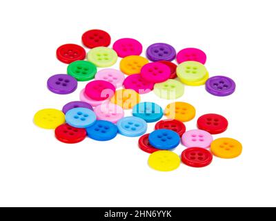 Multicolored bright cloth buttons isolated on the white background Stock Photo