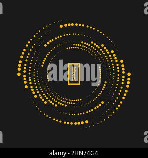 Curvy yellow halftone dotted stripes in vortex form. Geometric art. Design element for border frame, round logo, tattoo, sign, symbol, web pages Stock Vector