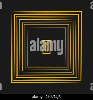 Yellow stripes in abstract rectangle frame form. Geometric art. Trendy design element for border frame, logo, sign, symbol, web, prints, posters Stock Vector