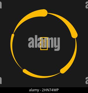 Round abstract yellow shape. Vector illustration. Gray background. Trendy design element for round frame, logo, sign, symbol, web, prints, badges Stock Vector