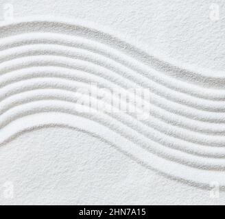 Zen pattern in white sand Stock Photo