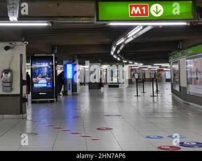 Cadorna metro station in Milan. Cadorna is a station on the line 1 and 2 of Milan underground, the red and green lines. Stock Photo