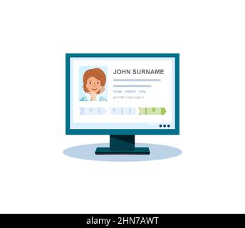 Personal account on the computer. ID Cards. Account Verification. Stock Vector