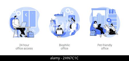 Office facilities and design isolated cartoon vector illustrations se Stock Vector