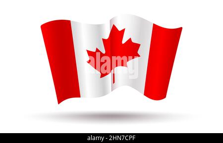 Vector Canadian flag in 3D style. Vintage flag of Canada for holidays. Stock Vector