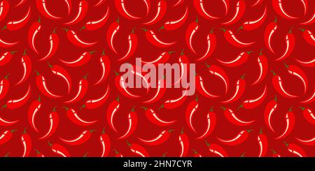 Vector seamless pattern of chilli pattern. Vector pattern with hot chili pattern. Stock Vector