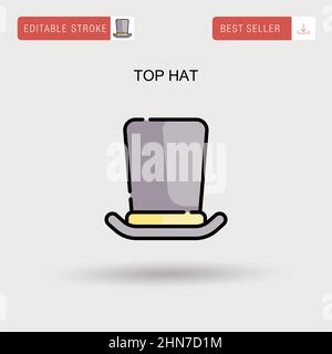 Top hat Simple vector icon. Stock Vector