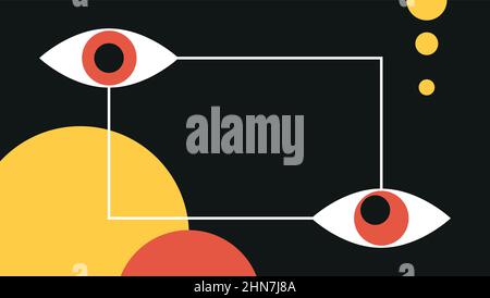 Web banner with geometric shapes on black backdrop Stock Vector