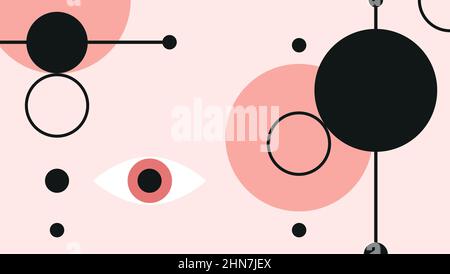 Vector illustration with circles, lines and eye sign Stock Vector