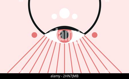 Vector illustration spiritual symbols and lines on pink background Stock Vector