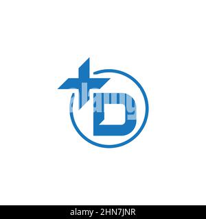 letter d plus medical doctor circle line logo vector Stock Vector