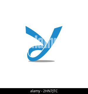 letter yd simple linked ribbon curve logo vector Stock Vector