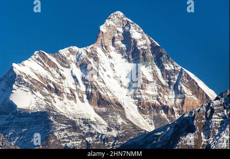 mount Nanda Devi, one of the best mounts in Indian Himalaya, seen from Joshimath Auli,  Uttarakhand, India Stock Photo