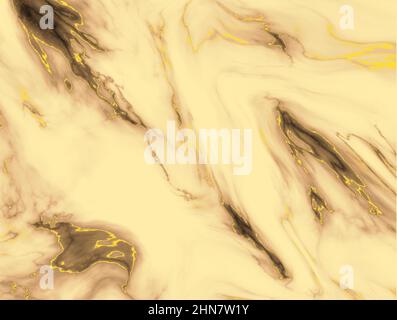 Swirling granite edged with gold, luxury stone background. Stock Photo