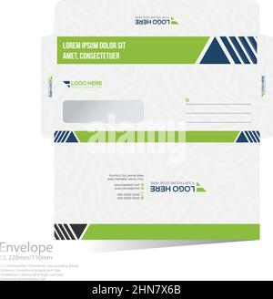 green colored vector DL Envelope design Stock Vector