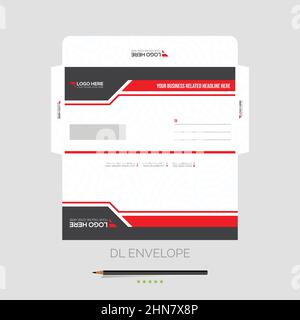 red colored vector DL Envelope design Stock Vector