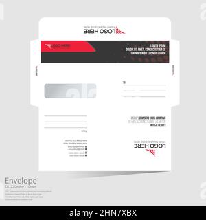 red colored vector DL Envelope design Stock Vector