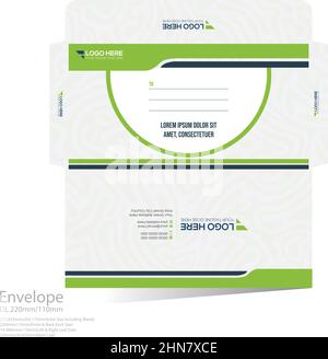 green colored vector DL Envelope design Stock Vector