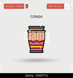 Conga Simple vector icon. Stock Vector