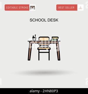 School desk Simple vector icon. Stock Vector